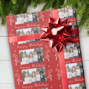 Papel De Presente Folhagem de Foto de Família Natal Feliz Férias Ver