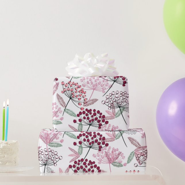 Papel De Presente Folhagem de Natal em Aquarela Frutas Arte Rústico (Presentes para festas)