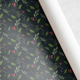 Papel De Presente Folhagem de Natal Rústica