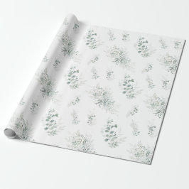 Papel De Presente Folhagem Eucalipto Elegante 