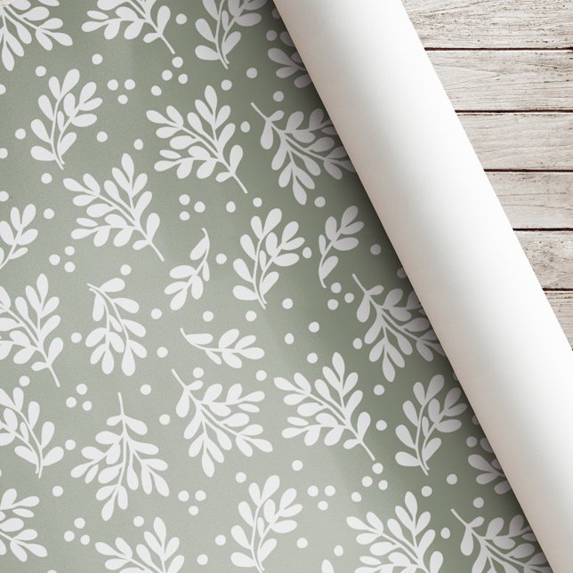 Papel De Presente Folhagem Moderna de Natal Presente de Férias Verde (Criador carregado)
