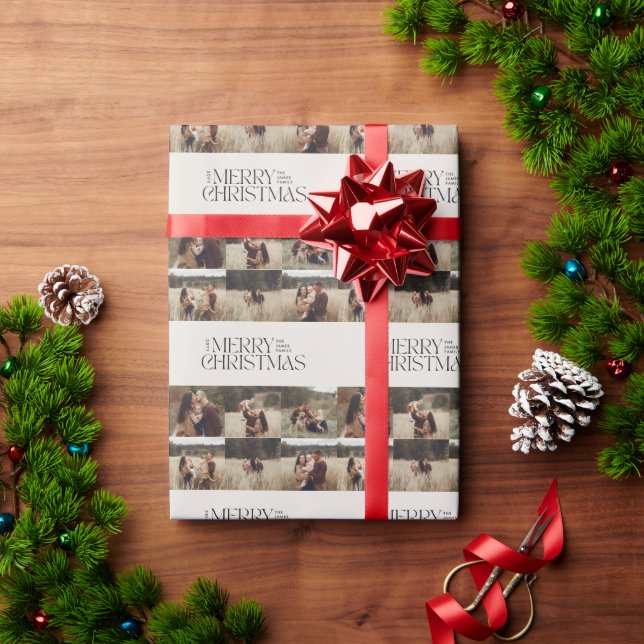 Papel De Presente Folhagem natural elegante, fotografia múltipla mín (Presente de Natal)