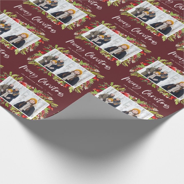 Papel De Presente Folhagem tradicional de aquarela + fotonatalidade (Ponta)