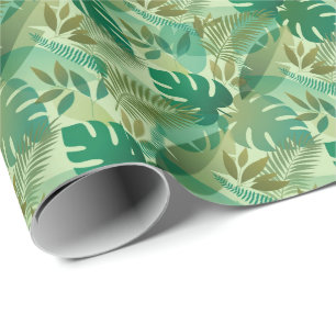Papel De Presente Folhagem Tropical Arejada Folhas Verdes