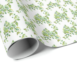 Papel De Presente Folhagem verde de eucalipto aquoso