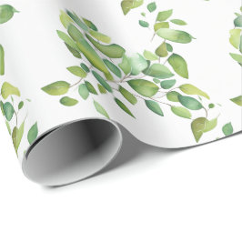 Papel De Presente Folhagem verde de eucalipto aquoso