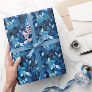 Papel De Presente Folhas Azuis