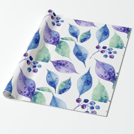 Papel De Presente Folhas azuis aquarela
