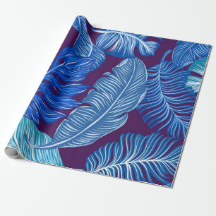 Papel De Presente folhas azuis tropicais