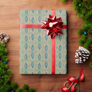 Papel De Presente Folhas botânicas elegantes em aquarela verde
