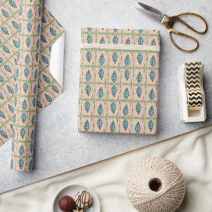 Papel De Presente Folhas botânicas elegantes em aquarela verde