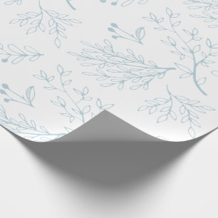 Papel De Presente Folhas botânicas modernas minimalistas do azul