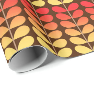 Papel De Presente Folhas, Brown, laranja & ouro dinamarqueses do