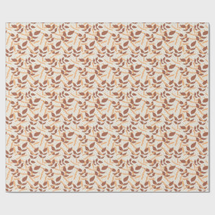 Papel De Presente Folhas Caídas em Fundo Creme