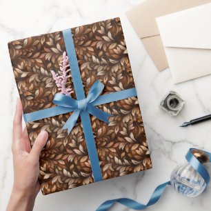 Papel De Presente Folhas Castanhas Aquarela