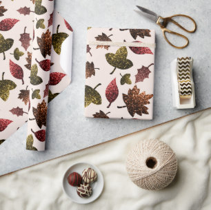 Papel De Presente Folhas cintilantes caem padrão de faíscas no out