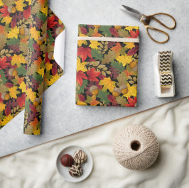 Papel De Presente Folhas Coloridas de Outono