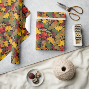 Papel De Presente Folhas Coloridas de Outono 