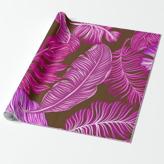 Papel De Presente folhas cor-de-rosa tropicais.