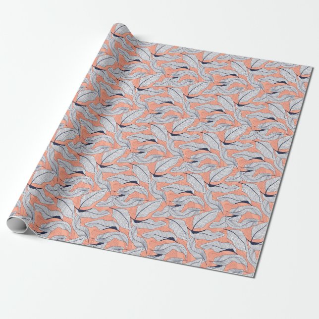 Papel De Presente Folhas da Selva Padrão Tropical Sem Costura (Desenrolado)