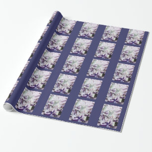 Papel De Presente Folhas de Abstrato de Gatinho roxo com padrão de  