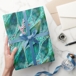 Papel De Presente Folhas de Água Eucalyptus Blue River