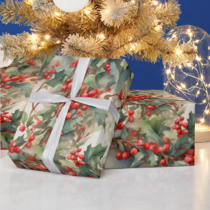 Papel De Presente Folhas de bagas ocas de coloração aquosa da vindim