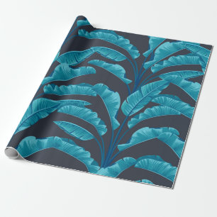 Papel De Presente Folhas de banana sem costura. Padrão tropical ví