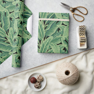 Papel De Presente Folhas de Banana Tropical Verde
