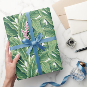 Papel De Presente Folhas de Banana Tropical Verde