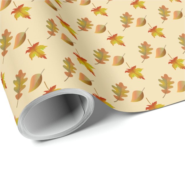 Papel De Presente Folhas de carvalho de carvalho (Ponta do rolo)