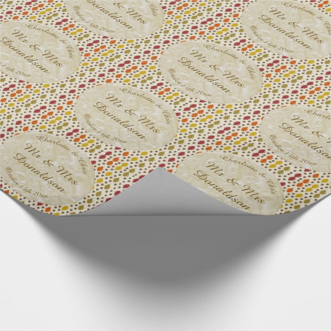 Papel De Presente Folhas de carvalho e Acorns Fall Autumn Wedsed (Ponta)