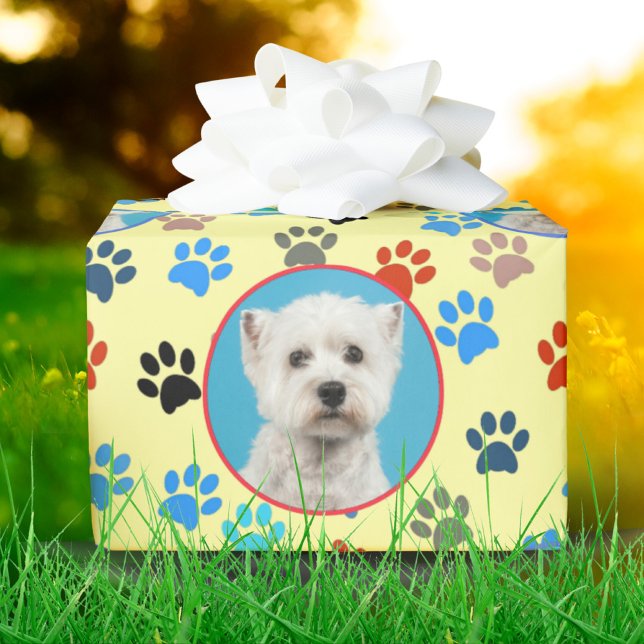 Papel De Presente Folhas de Fotos Personalizadas Cão-do-Pão-Pé-Pé-Pã (Criador carregado)