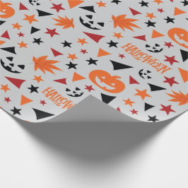 Papel De Presente Folhas de Halloween e Enrolação de Presente Sem Se