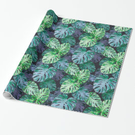 Papel De Presente Folhas de Monstera Tropicais