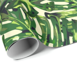 Papel De Presente Folhas de Monstera Tropicais -