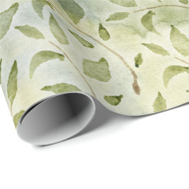 Papel De Presente Folhas de Natal de Aquarela