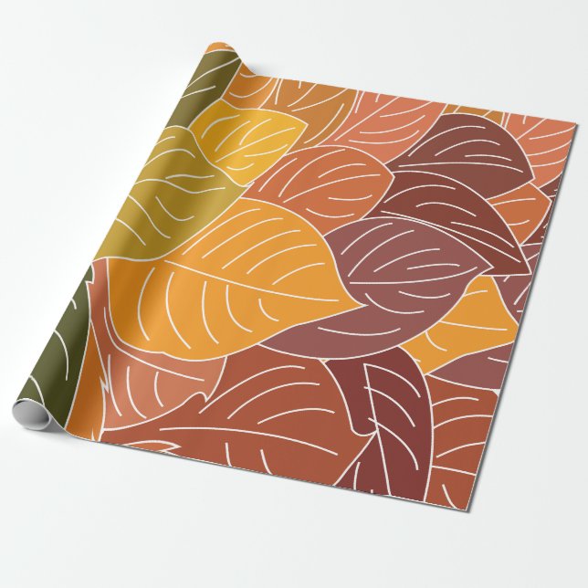 Papel De Presente Folhas de Outono (Desenrolado)