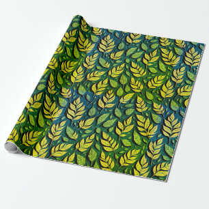 Papel De Presente Folhas de Outono Castanhas Elegantes Modernas