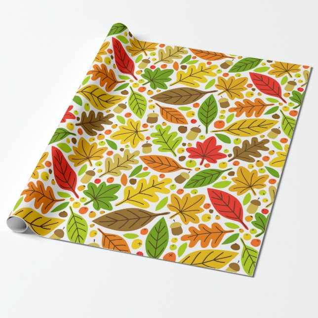Papel De Presente Folhas de outono Coloridas (Desenrolado)
