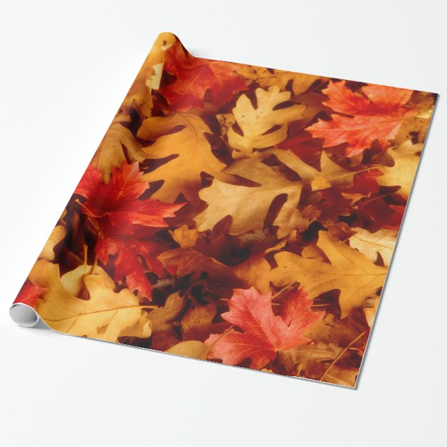 Papel De Presente Folhas de Outono - Cor de Outono (Desenrolado)