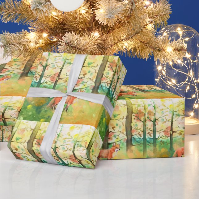 Papel De Presente Folhas de outono de Animais da Forra Cura de Água  (Feriados)