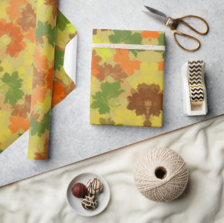 Papel De Presente Folhas de outono de ouro