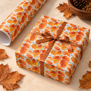 Papel De Presente Folhas de Outono em Aquarela – Folhagem de Outono