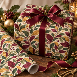 Papel De Presente Folhas de Outono Jeweltones