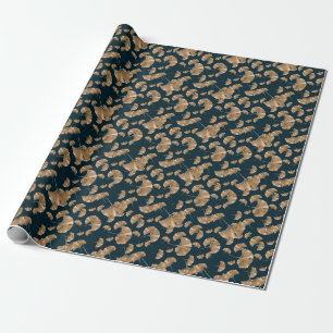 Papel De Presente Folhas de palma de ginja tropical, padrão havaiano