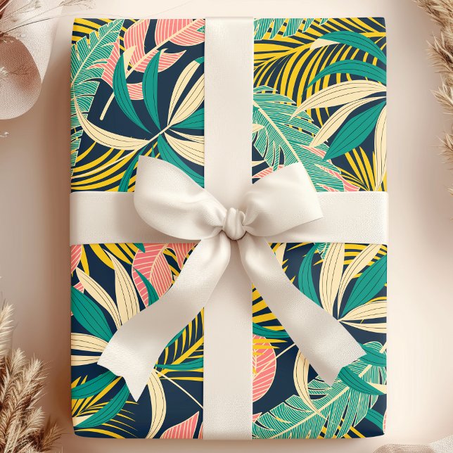 Papel De Presente Folhas de Palma de Verão Tropical Botânico (Criador carregado)