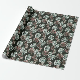 Papel De Presente Folhas de palma, monstera: aquarela tropical.