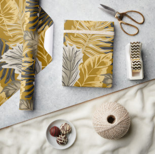 Papel De Presente Folhas de palma, tropicais, botânicas, selvas, flo