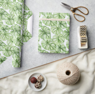 Papel De Presente Folhas de Palma Verde Tropicais